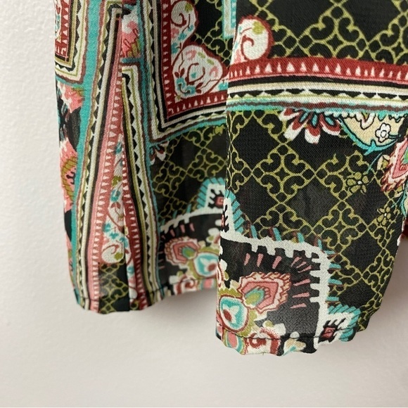 BAILEY Blue Boho Embroidered Semi Sheer Sleeve Tunic Top Large - Picture 9 of 12